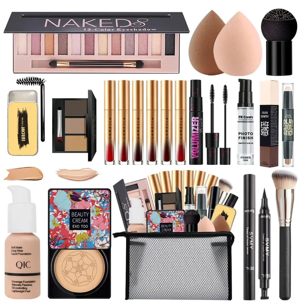 Everything you need for a complete look in one stylish set — includes foundation, eyeshadow, lipstick, mascara, brushes, and more. Perfect for daily use or as a gift!|$28.89