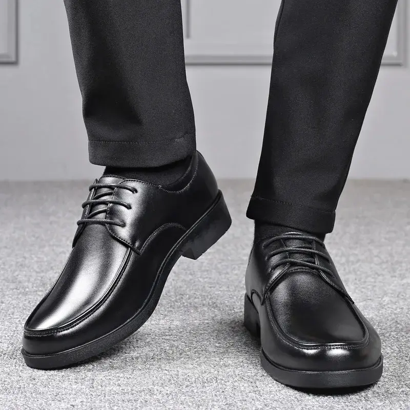 Step into elegance with these men’s dress shoes, crafted from high-quality leather. Featuring a lace-up design, these shoes are perfect for business and casual wear | US $5.72